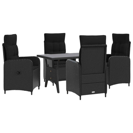 Utomhusmatbord 5 pcs Svart konstrotting