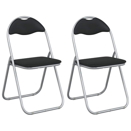 Fällstol 2 pcs Svart och Grå 48 x 43,5 x 81 cm Konstläder