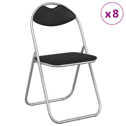 Fällstol 8 pcs Svart och Grå 48 x 43,5 x 81 cm Konstläder