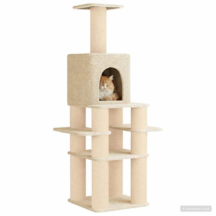 Kattträd med sisal klöspelare Gräddvit 180 cm
