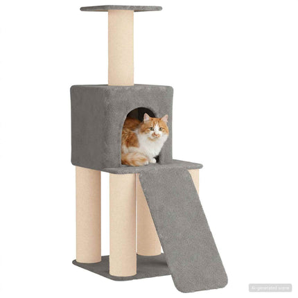 Kattträd med sisal klöspelare Ljusgrå 146 cm