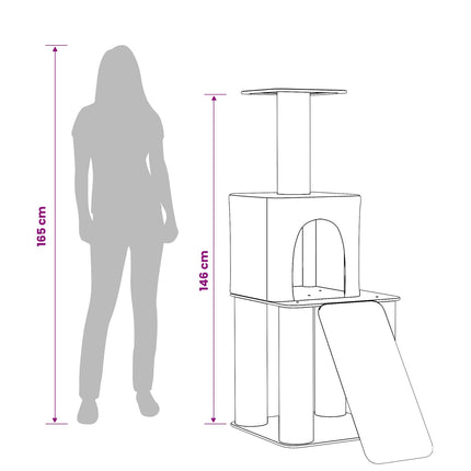 Kattträd med sisal klöspelare Ljusgrå 146 cm