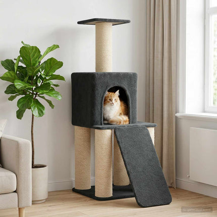 Kattträd med sisal klöspelare Mörkgrå 146 cm