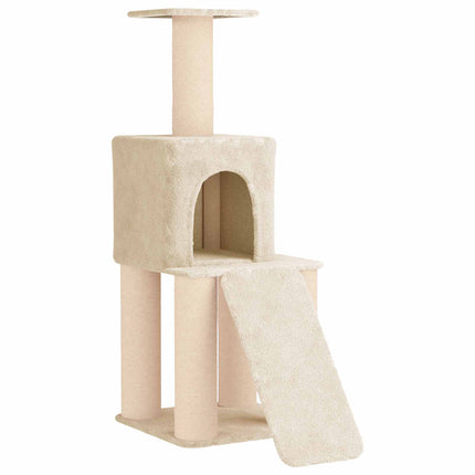 Kattträd med sisal klöspelare Gräddvit 146 cm