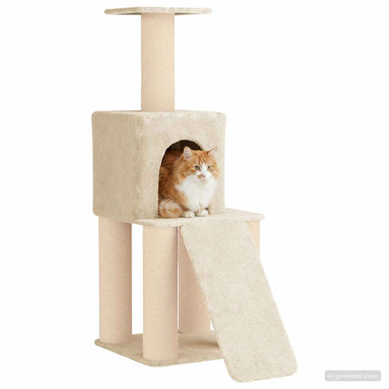 Kattträd med sisal klöspelare Gräddvit 146 cm