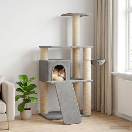 Kattträd med sisal klöspelare Ljusgrå 173 cm