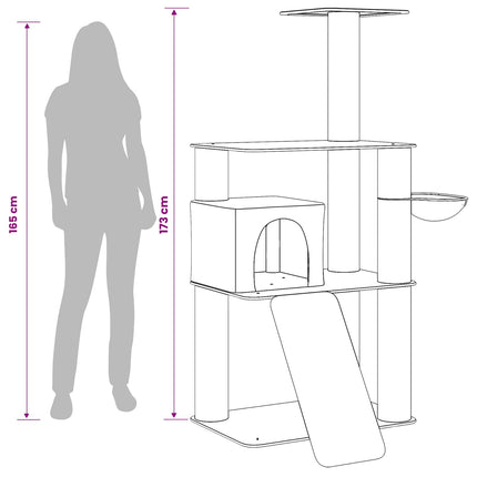 Kattträd med sisal klöspelare Ljusgrå 173 cm