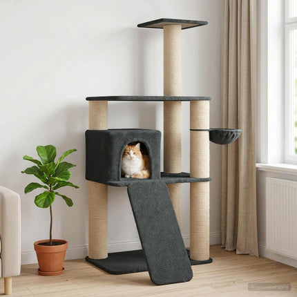 Kattträd med sisal klöspelare Mörkgrå 173 cm