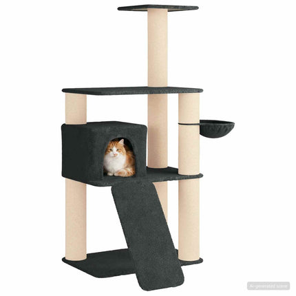 Kattträd med sisal klöspelare Mörkgrå 173 cm