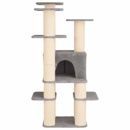 Kattträd med sisal klöspelare Ljusgrå 161 cm