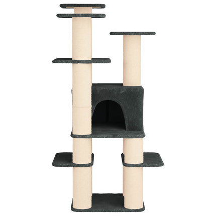 Kattträd med sisal klöspelare Mörkgrå 161 cm