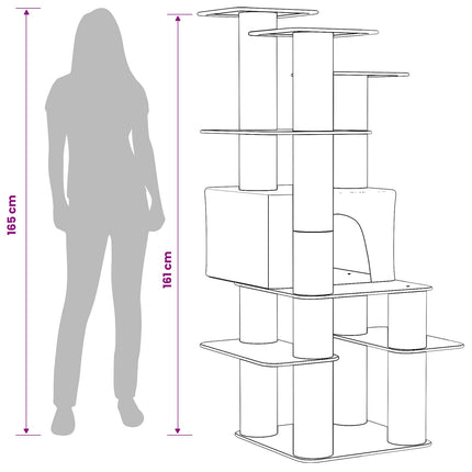 Kattträd med sisal klöspelare Mörkgrå 161 cm