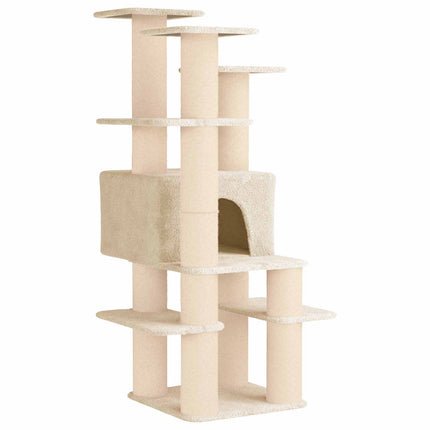 Kattträd med sisal klöspelare Gräddvit 161 cm