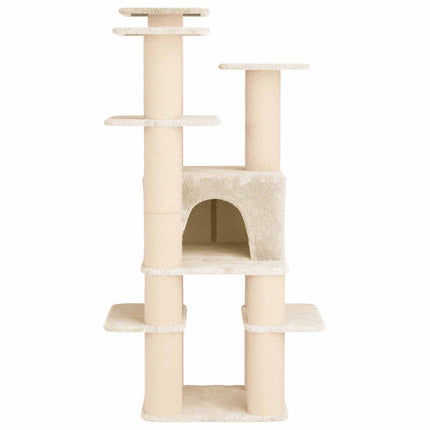 Kattträd med sisal klöspelare Gräddvit 161 cm