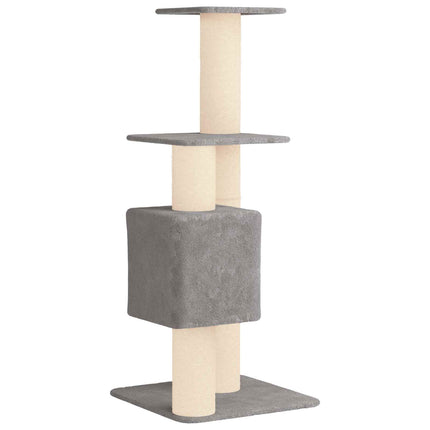 Kattträd med sisal klöspelare Ljusgrå 137 cm