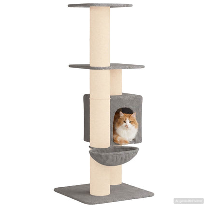 Kattträd med sisal klöspelare Ljusgrå 137 cm