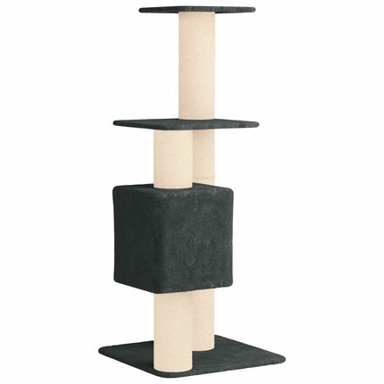Kattträd med sisal klöspelare Mörkgrå 137 cm