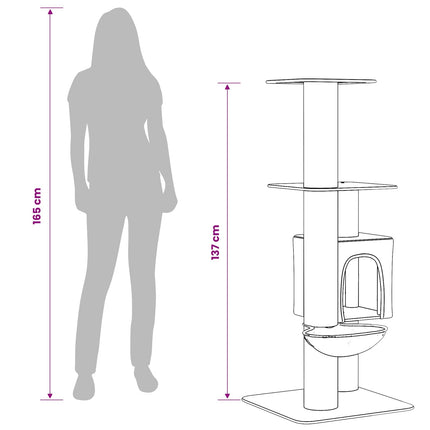 Kattträd med sisal klöspelare Mörkgrå 137 cm