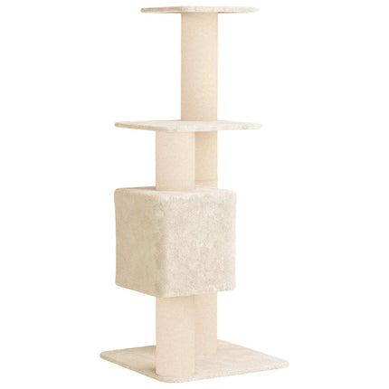 Kattträd med sisal klöspelare Gräddvit 137 cm