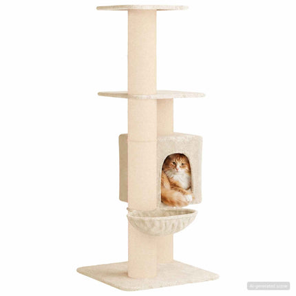Kattträd med sisal klöspelare Gräddvit 137 cm