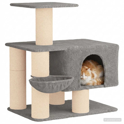 Kattträd med sisal klöspelare Ljusgrå 96 cm