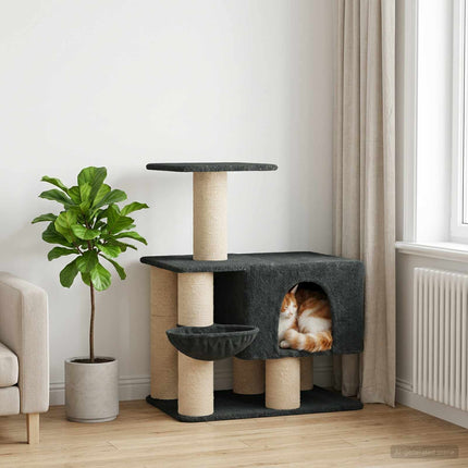 Kattträd med sisal klöspelare Mörkgrå 96 cm