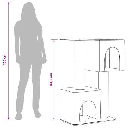 Kattträd med sisal klöspelare Ljusgrå 114 cm