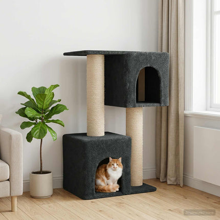 Kattträd med sisal klöspelare Mörkgrå 114 cm