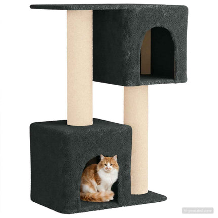 Kattträd med sisal klöspelare Mörkgrå 114 cm