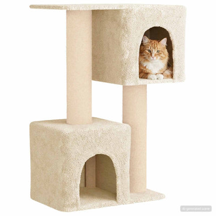 Kattträd med sisal klöspelare Gräddvit 114 cm