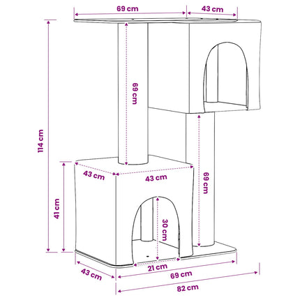 Kattträd med sisal klöspelare Gräddvit 114 cm