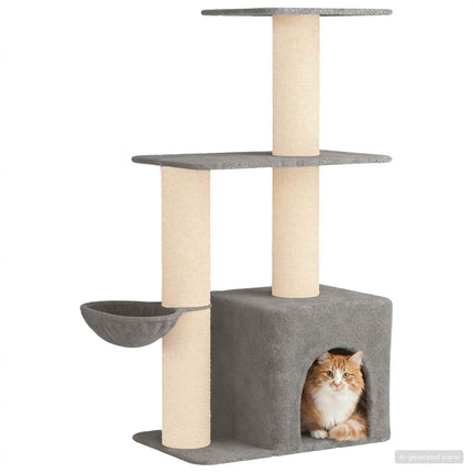Kattträd med sisal klöspelare Ljusgrå 133 cm