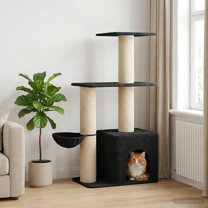 Kattträd med sisal klöspelare Mörkgrå 133 cm