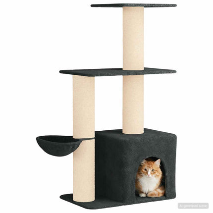 Kattträd med sisal klöspelare Mörkgrå 133 cm