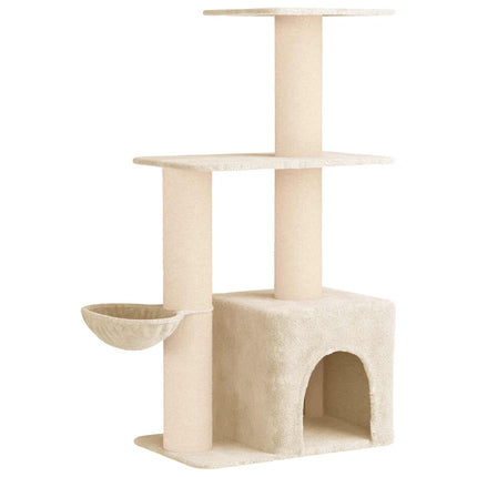 Kattträd med sisal klöspelare Gräddvit 133 cm