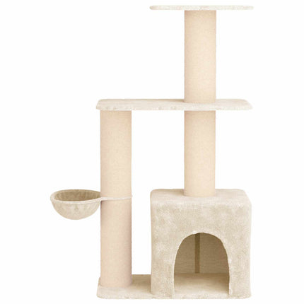 Kattträd med sisal klöspelare Gräddvit 133 cm