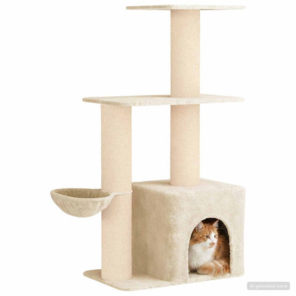 Kattträd med sisal klöspelare Gräddvit 133 cm