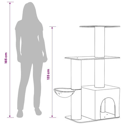 Kattträd med sisal klöspelare Gräddvit 133 cm