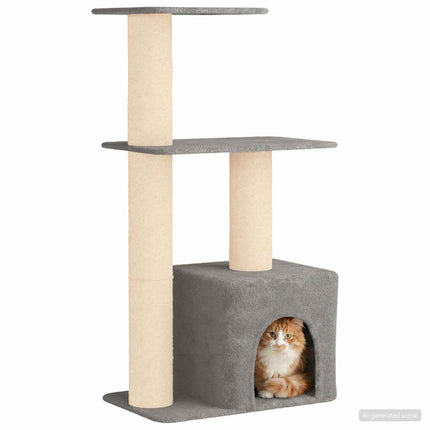 Kattträd med sisal klöspelare Ljusgrå 133 cm