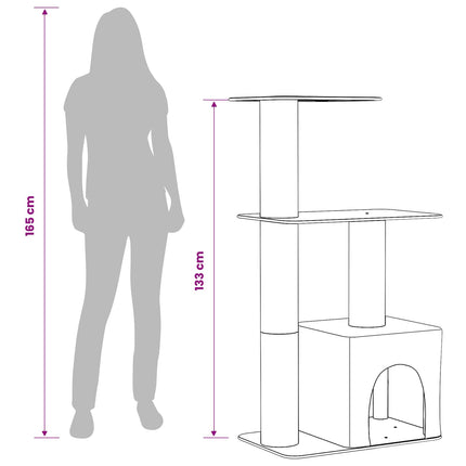 Kattträd med sisal klöspelare Mörkgrå 133 cm