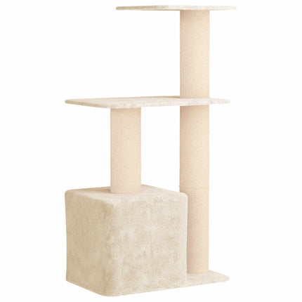 Kattträd med sisal klöspelare Gräddvit 133 cm