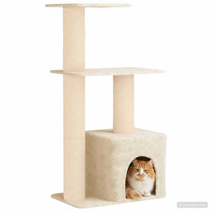Kattträd med sisal klöspelare Gräddvit 133 cm