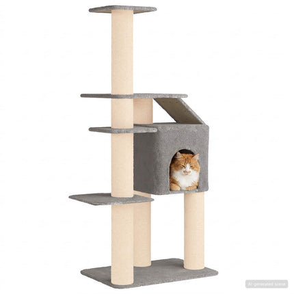 Kattträd med sisal klöspelare Ljusgrå 183 cm