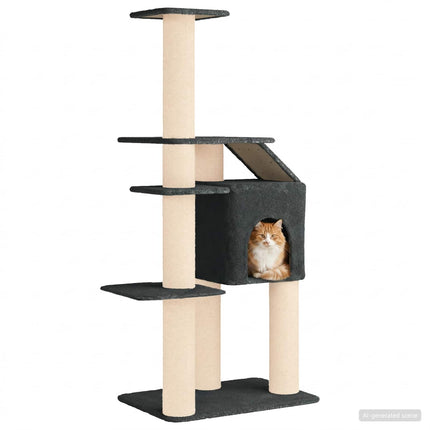 Kattträd med sisal klöspelare Mörkgrå 183 cm