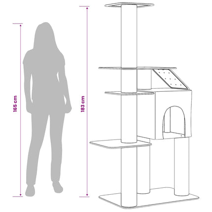 Kattträd med sisal klöspelare Mörkgrå 183 cm
