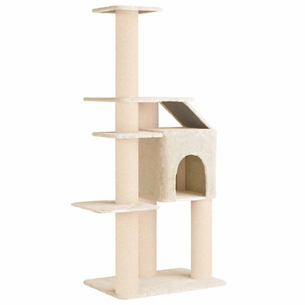 Kattträd med sisal klöspelare Gräddvit 183 cm