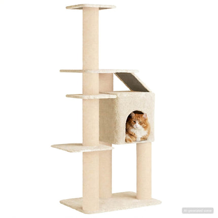 Kattträd med sisal klöspelare Gräddvit 183 cm