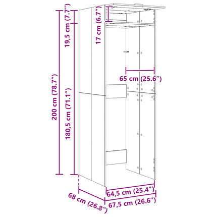 Tvättmaskinskabinet Rökt ek 67,5 x 68 x 200 cm Konstruerat trä