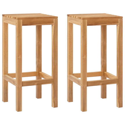 Barpall 2 st Naturlig Massivt teakträ