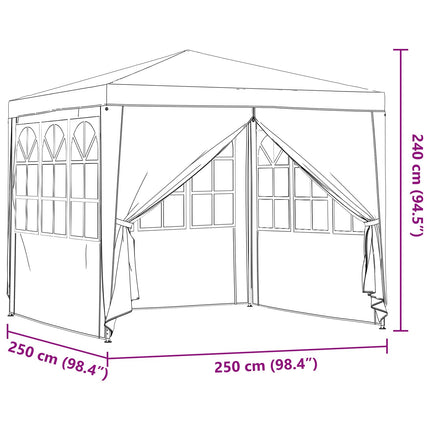 Partytält Röd 250 x 250 x 240 cm PE och stål